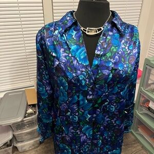 Vibrant Floral Button-Up Blouse